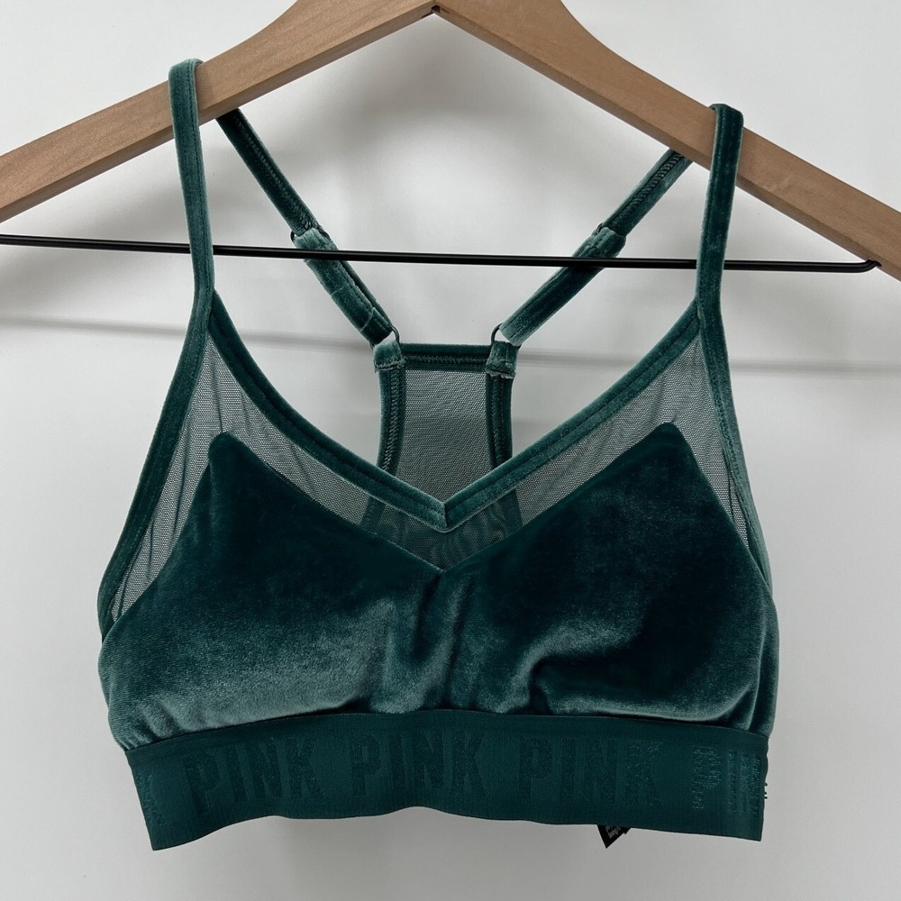 Victorias Secret PINK Ultimate Lightly Lined Racerback Sports Bra Green Women XS